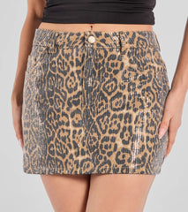 Wild Glam Sequin Leopard Print Mini Skirt