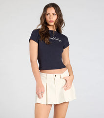 Keep It Cute Pleated Denim Mini Skirt