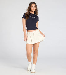 Keep It Cute Pleated Denim Mini Skirt