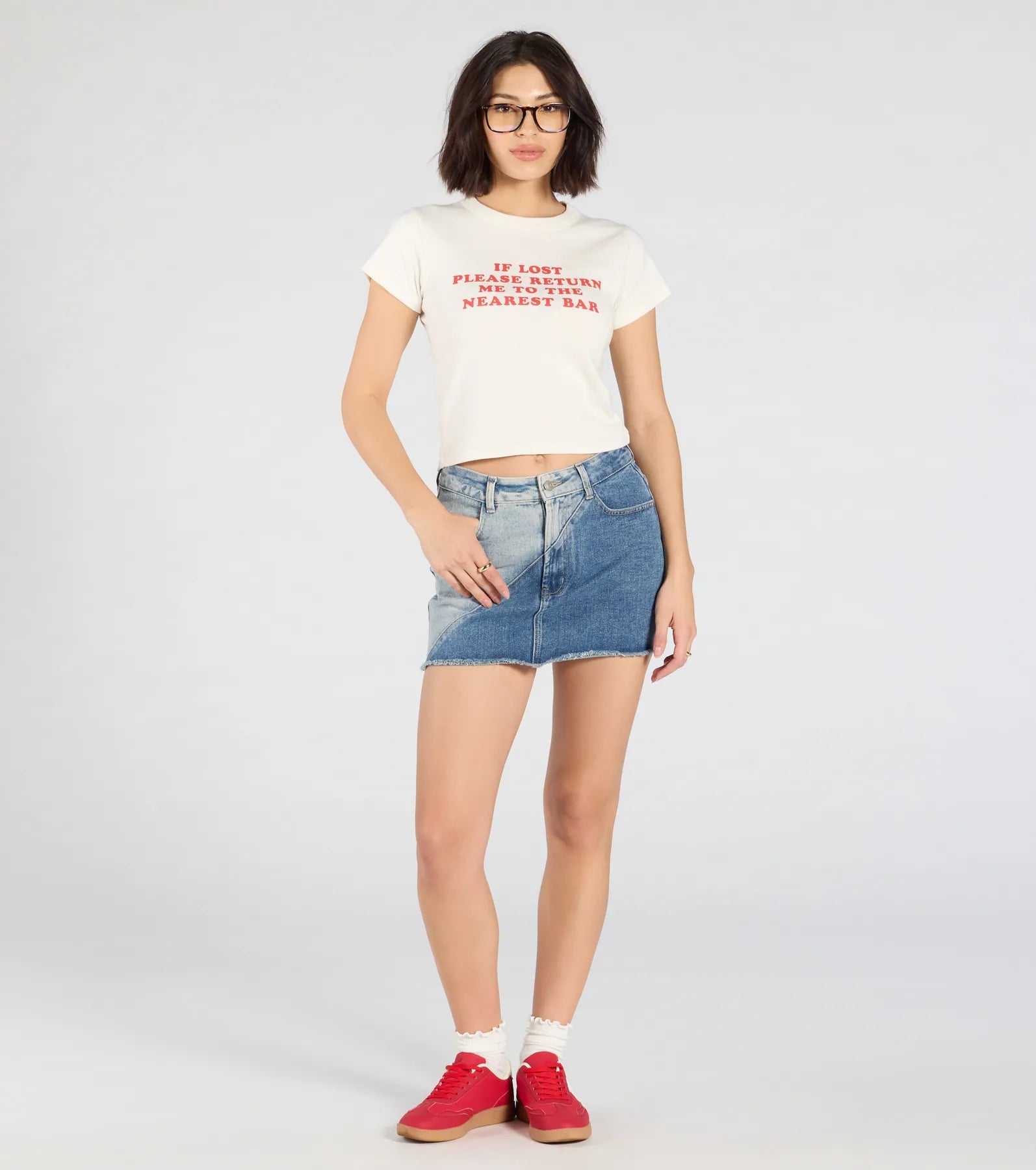 Perfect Fade High-Rise Denim Mini Skirt