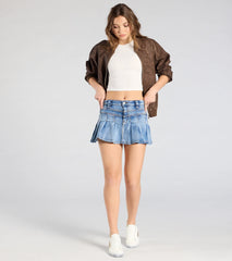 So Perfect Mid-Rise Pleated Denim Mini Skirt