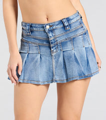 So Perfect Mid-Rise Pleated Denim Mini Skirt