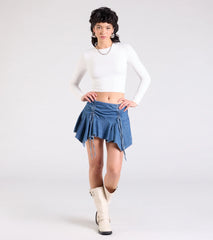 Sunny Outing High-Rise Flare Denim Mini Skirt