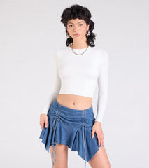 Sunny Outing High-Rise Flare Denim Mini Skirt