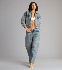 Off-Duty Cool Mid-Rise Cuffed Denim Jeans