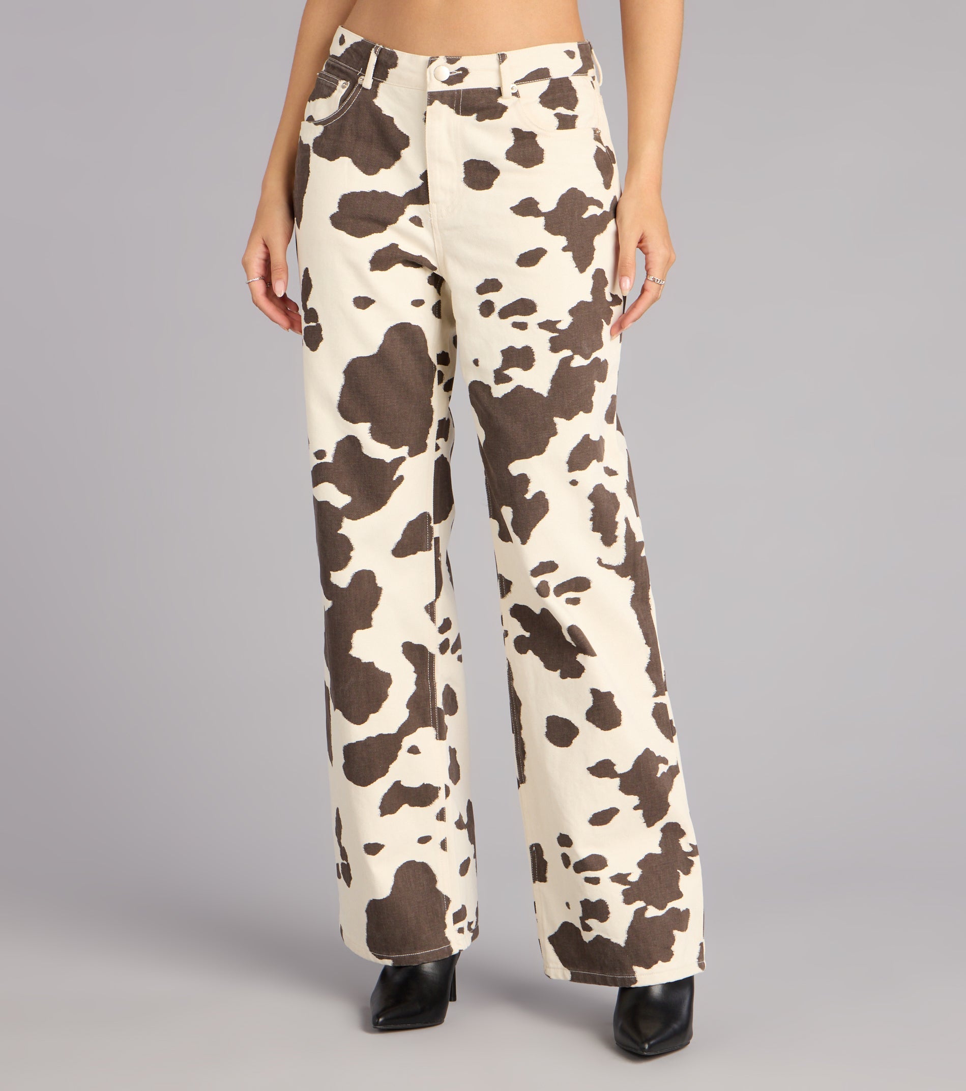 Spotted Scene Cow Print Denim Jeans