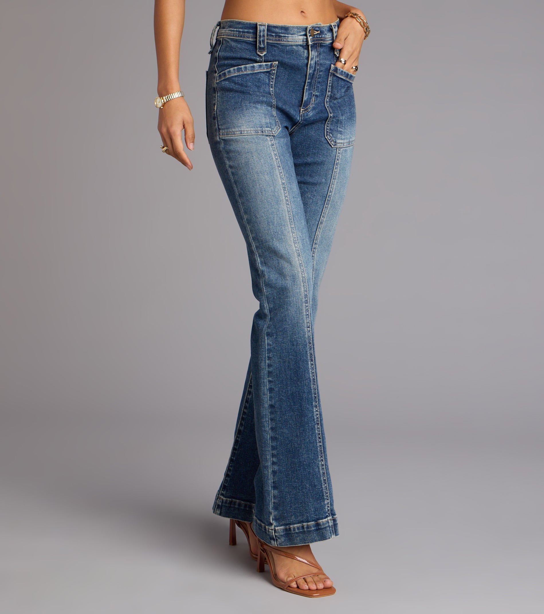 Street Flare Mid-Rise Flare Denim Jeans