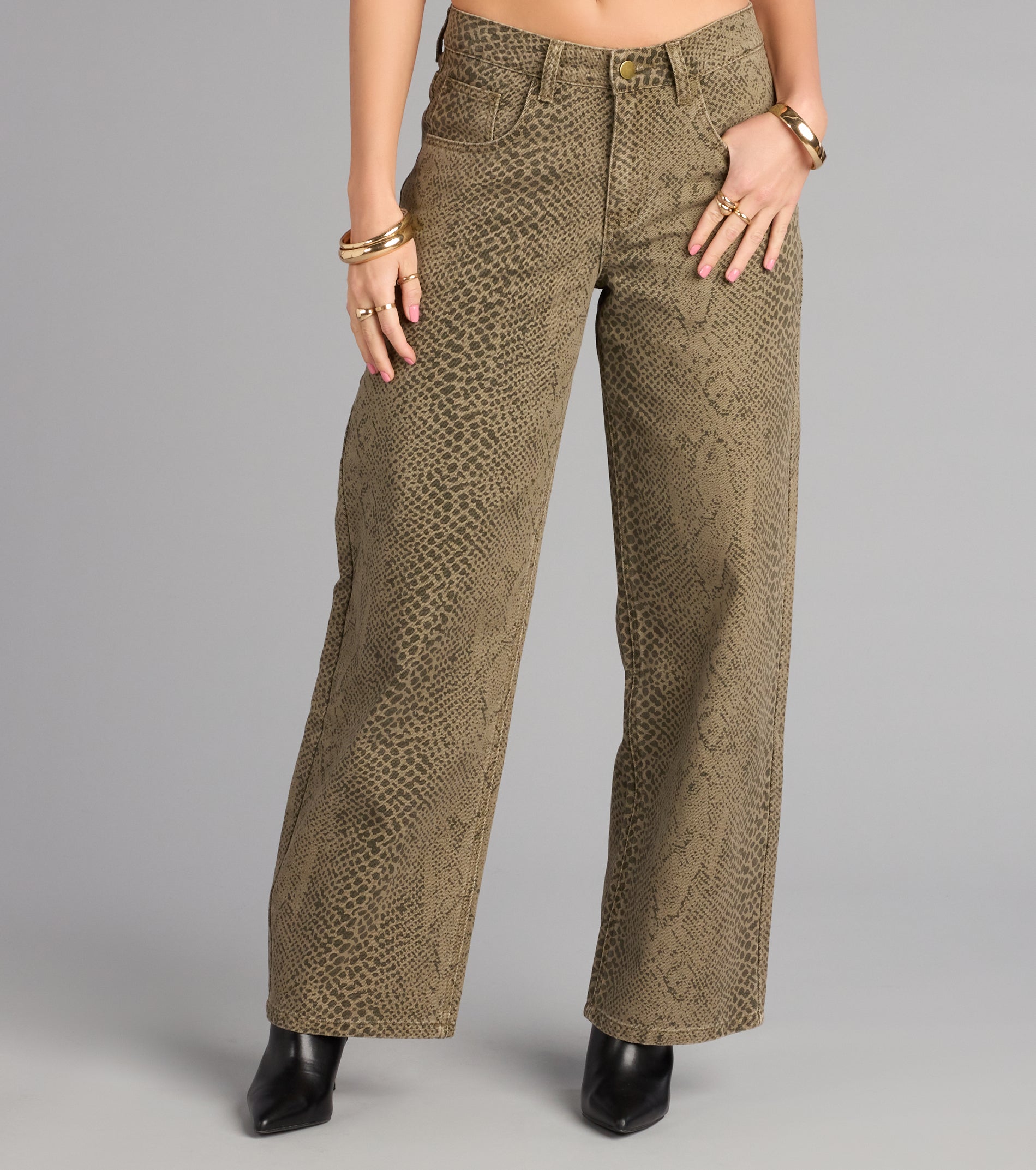 Wild Streak Snake Print Denim Jeans