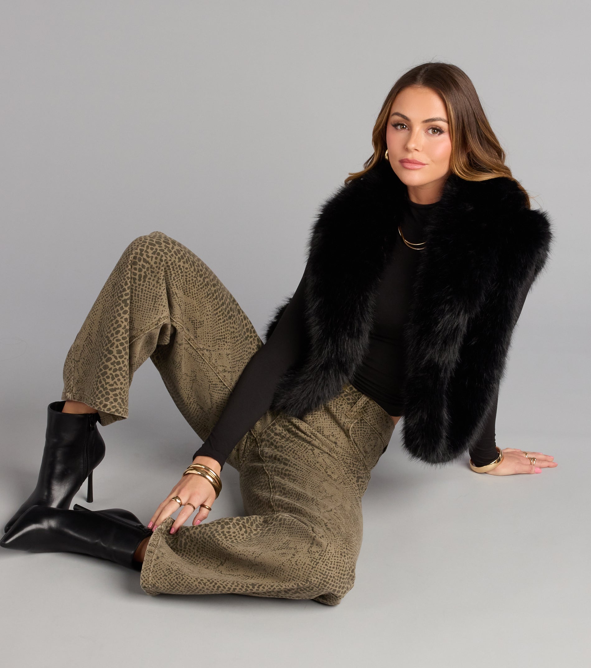 Wild Streak Snake Print Denim Jeans