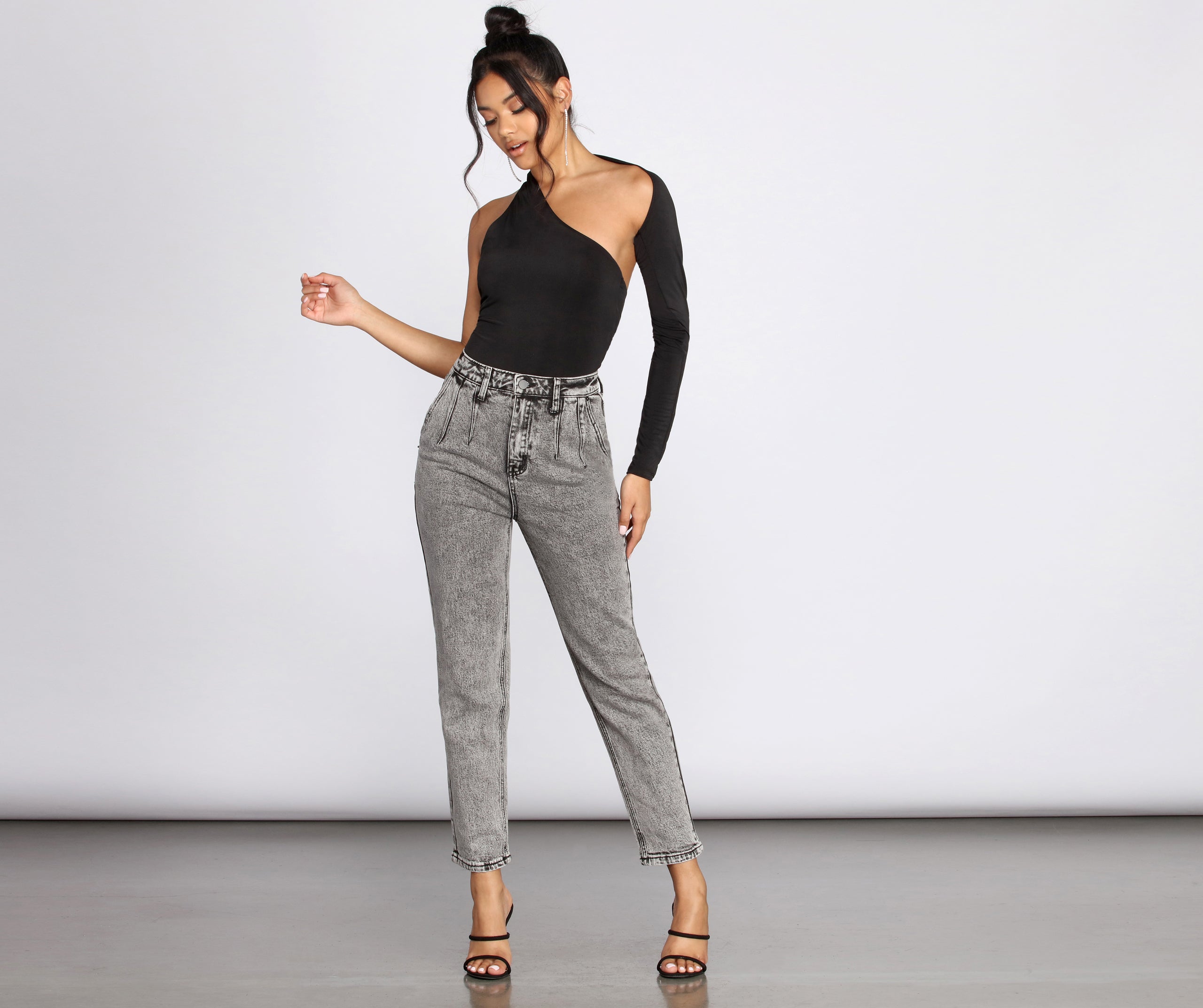 High Rise Acid Wash Skinny Jeans