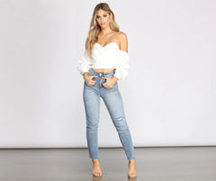 High Rise Destructed Denim Jeans