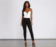 On The Rise Distressed Skinny Jeans