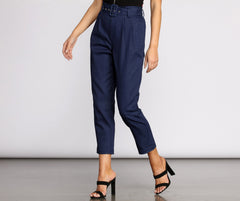 Belted Tapered Denim Pants