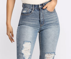 High Rise Cropped Distressed Jeans