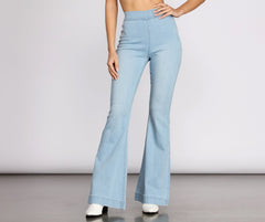 High Rise Denim Flare Pants