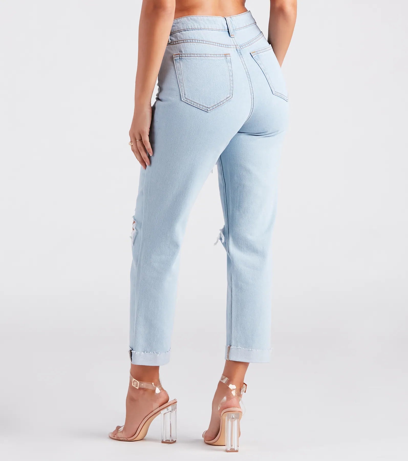 High Rise Drama Destructed Jeans