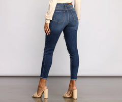 High Rise Destructed Skinny Jeans