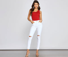 The Classic Distressed High Rise Skinny Jeans