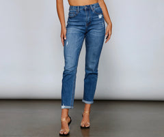 Ella High Rise Distressed Mom Jeans