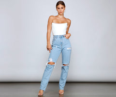 Casual Distressed Straight-Leg Jeans