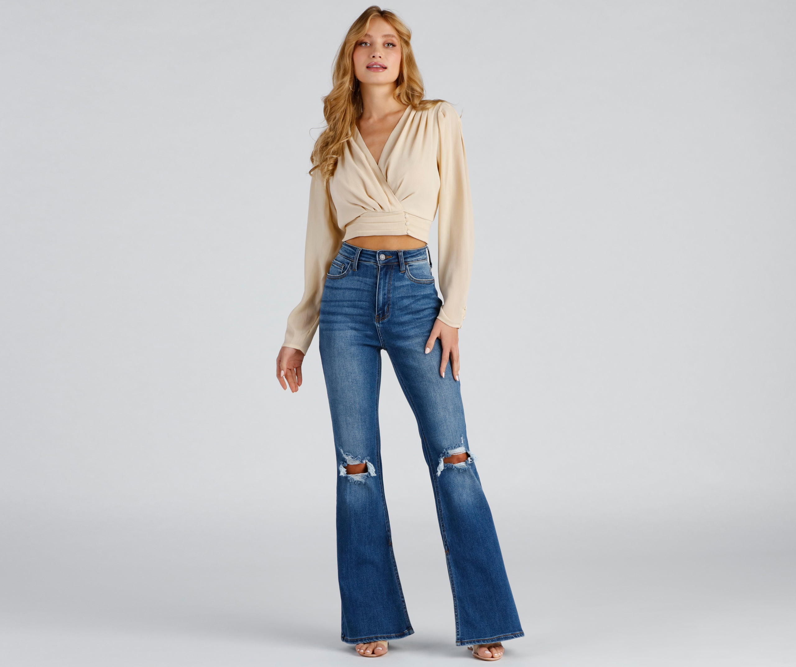 Total Flare High-Rise Distressed Jeans