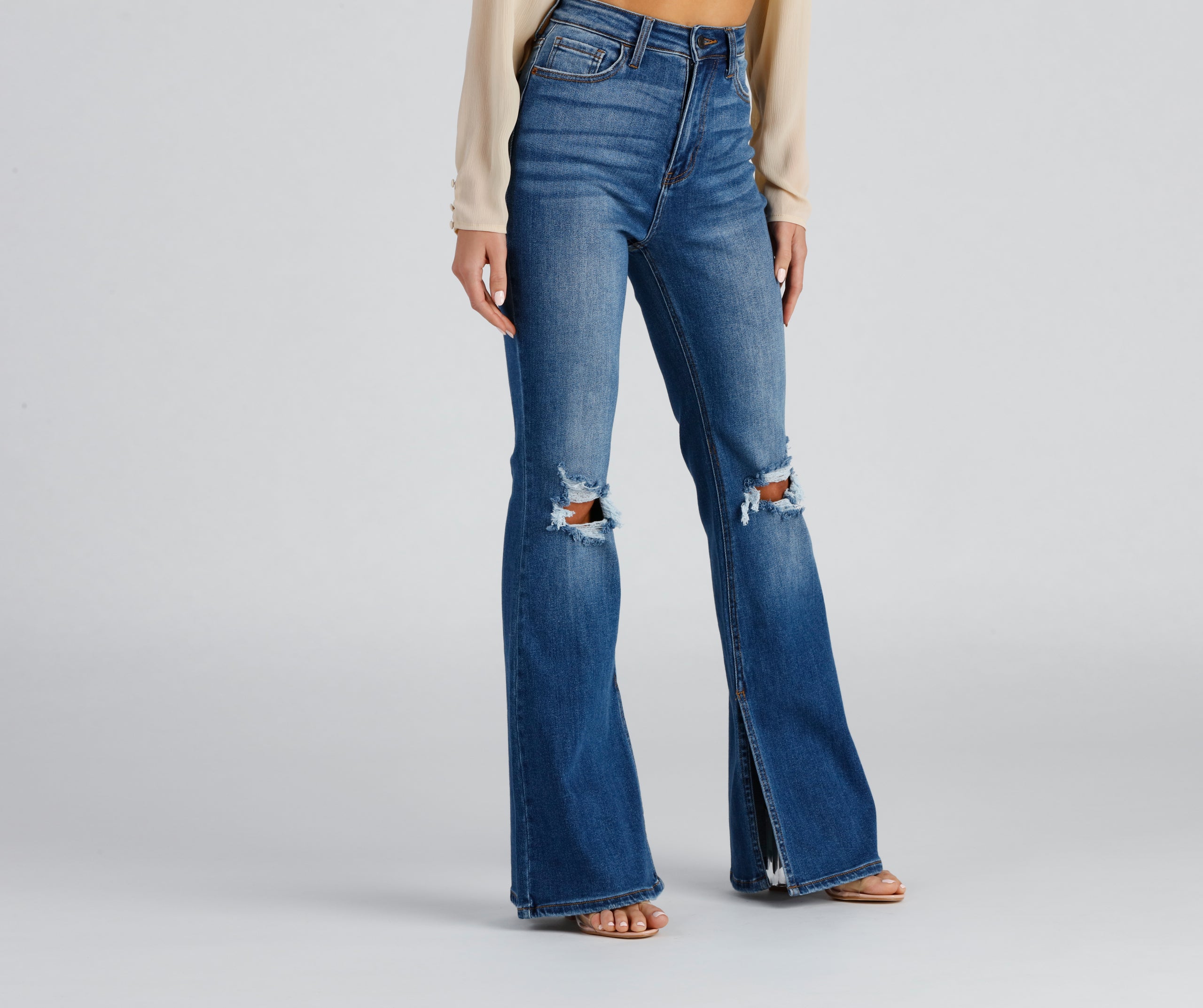 Total Flare High-Rise Distressed Jeans