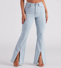 Bri High-Rise Split Hem Flare Jeans by Windsor Denim