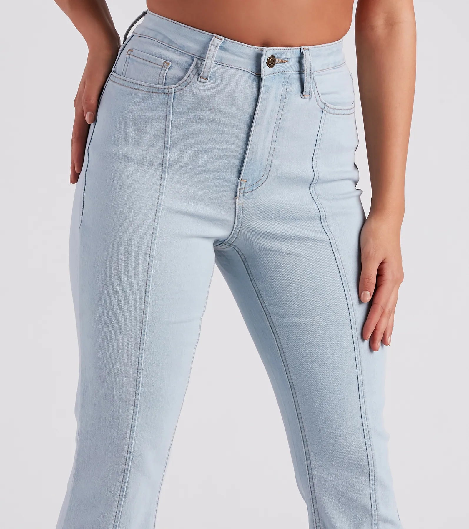 Bri High-Rise Split Hem Flare Jeans by Windsor Denim