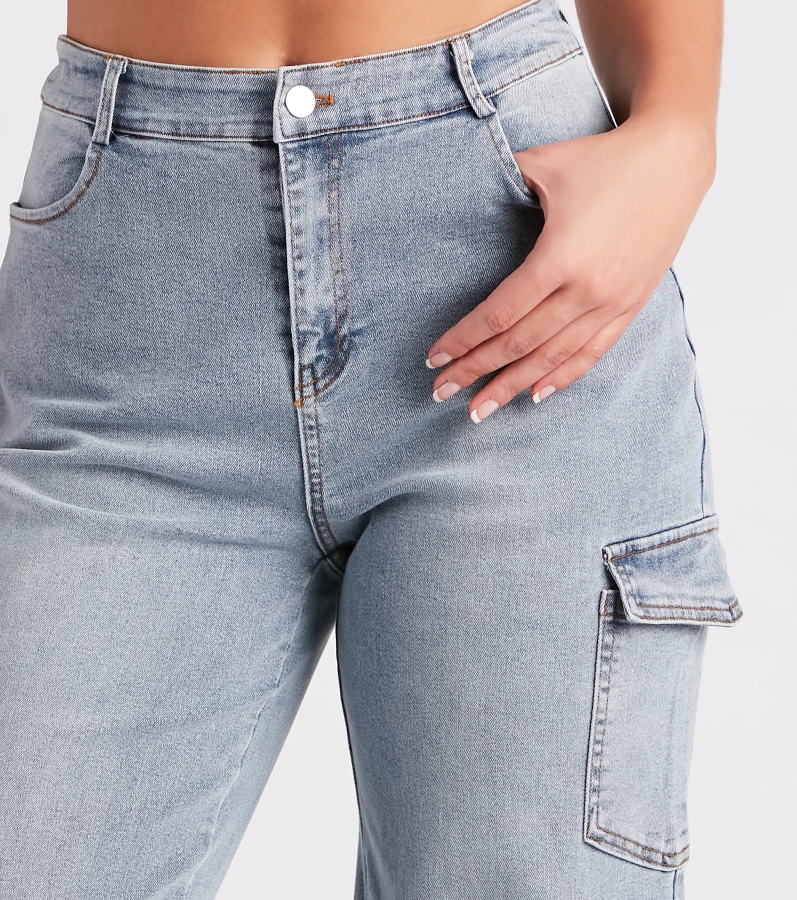 Straight To It High-Rise Cargo Denim Jeans