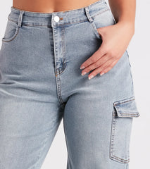 Straight To It High-Rise Cargo Denim Jeans