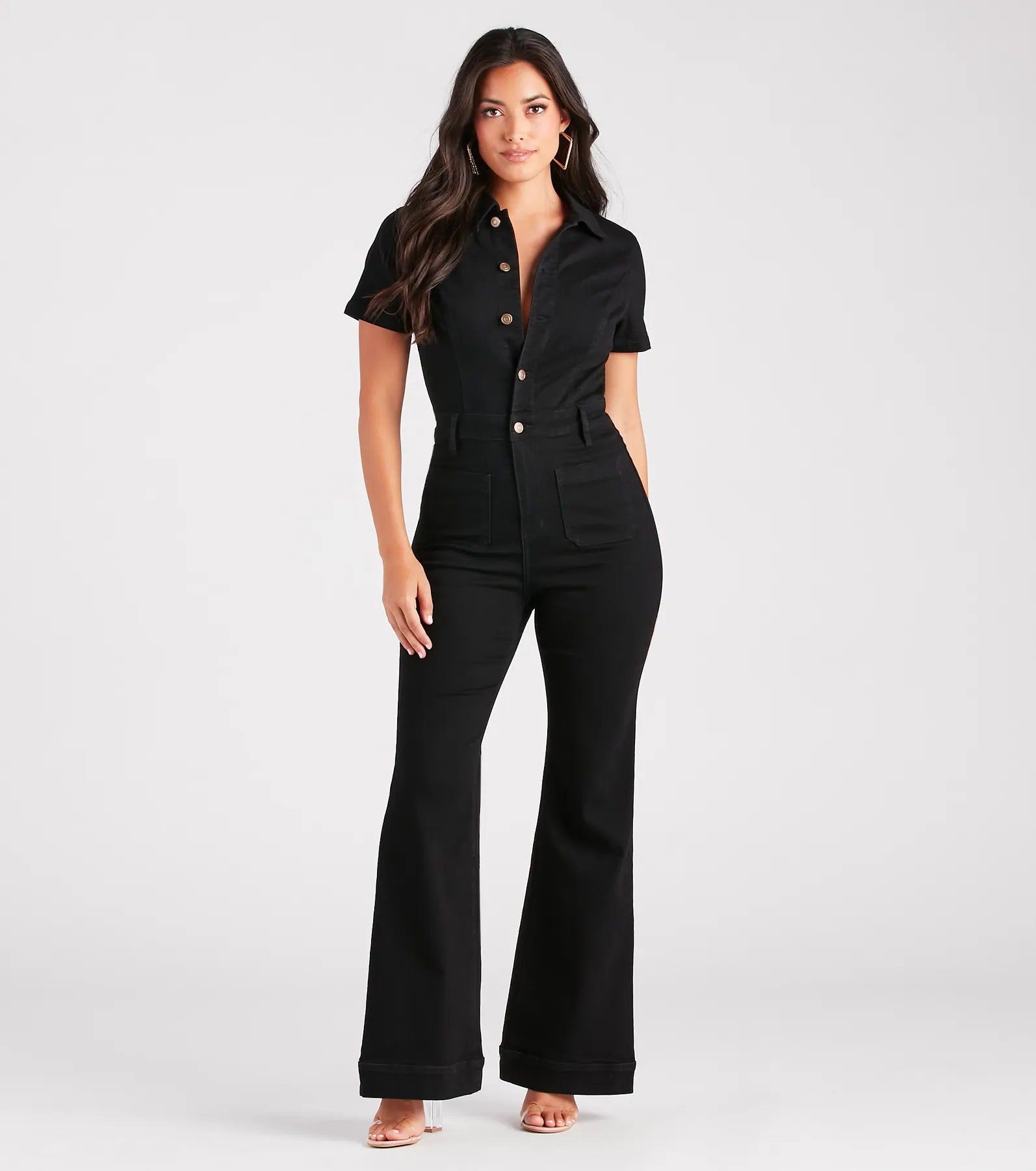 Gimme The Flare Denim Jumpsuit