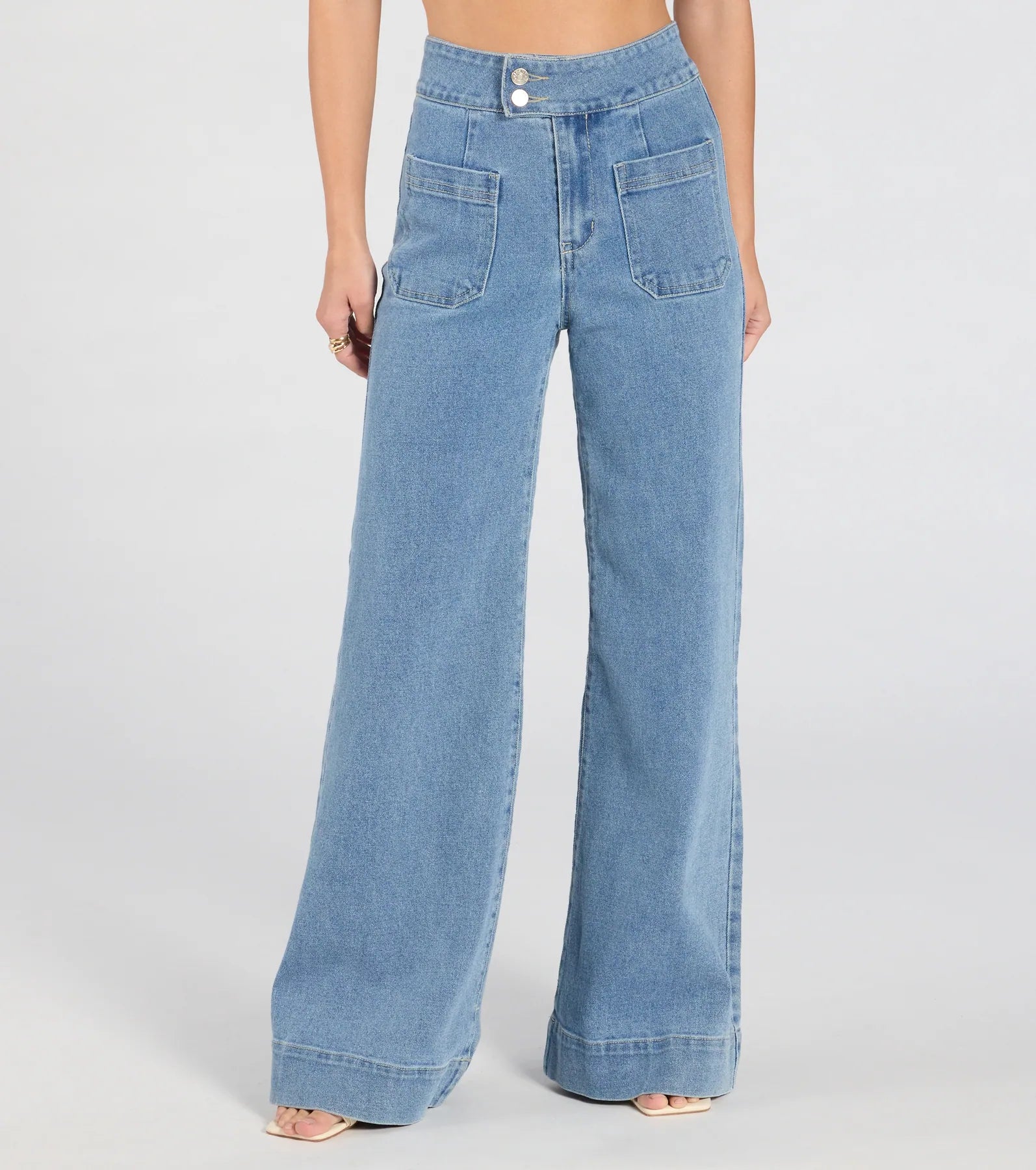 Extra Trendy High Rise Wide Leg Trouser Denim Jeans