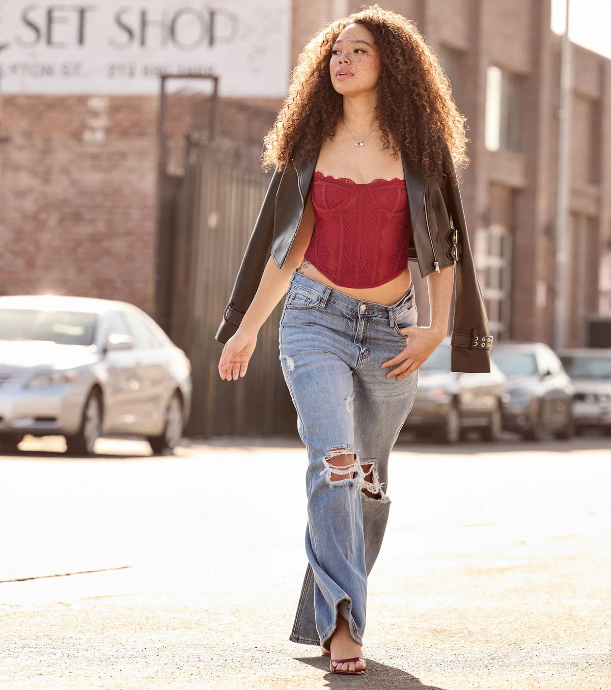 Edgy Allure Wide-Leg Distressed Denim Jeans