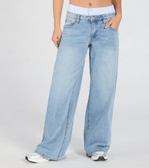 Trend Seeker Boxer Trim Wide-Leg Denim Jeans