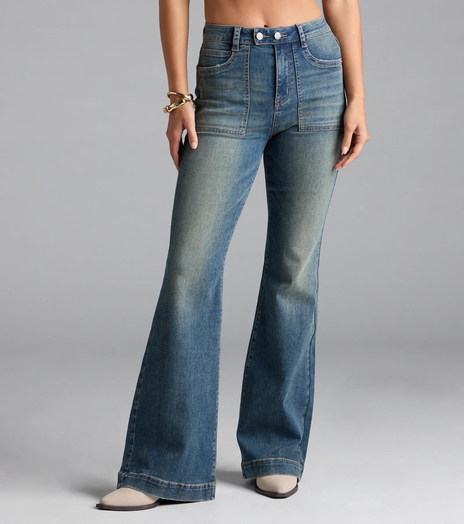 Word On The Street Mid-Rise Flare Denim Jeans