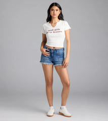 Down For It Mid-Rise Cutoff Denim Shorts