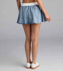 Cool Girl Casual Denim Skater Skort