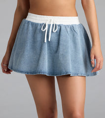 Cool Girl Casual Denim Skater Skort