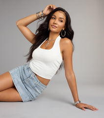 Shimmer And Stun Rhinestone Denim Skort