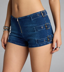 Buckled Beauty Mid-Rise Denim Shorts