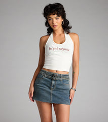 Buckle Up Bestie Belted Denim Mini Skirt