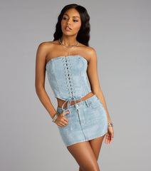 Crystal Crush Mid-Rise Denim Skort