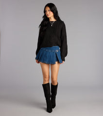 Cool Intentions Pleated Denim Mini Skort