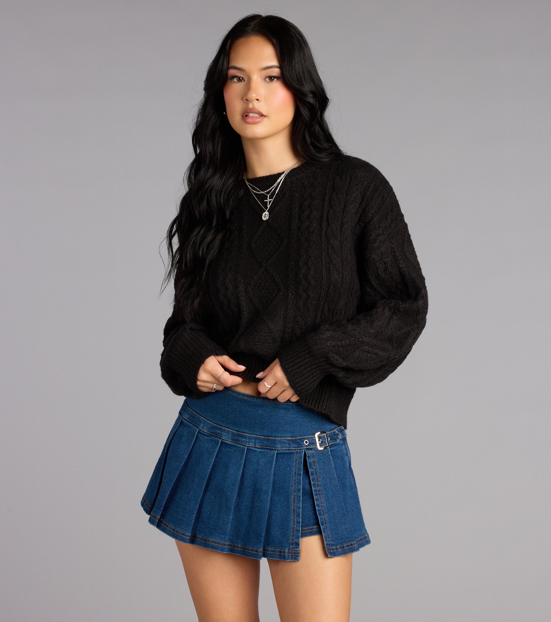 Cool Intentions Pleated Denim Mini Skort