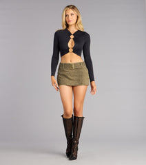 Bold Mood Snake Print Denim Mini Skort