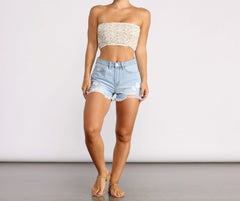 High Rise Cutoff Denim Shorts