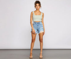 High Rise Vintage Distressed Denim Shorts
