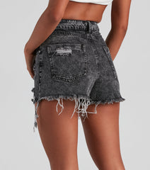High Waist Acid Wash Shorts