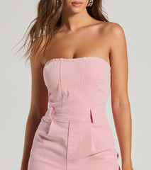 On Your Wishlist Strapless Denim Romper