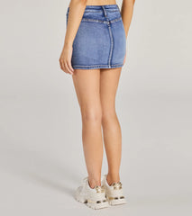 Total Perfection Mid Rise Denim Mini Skort